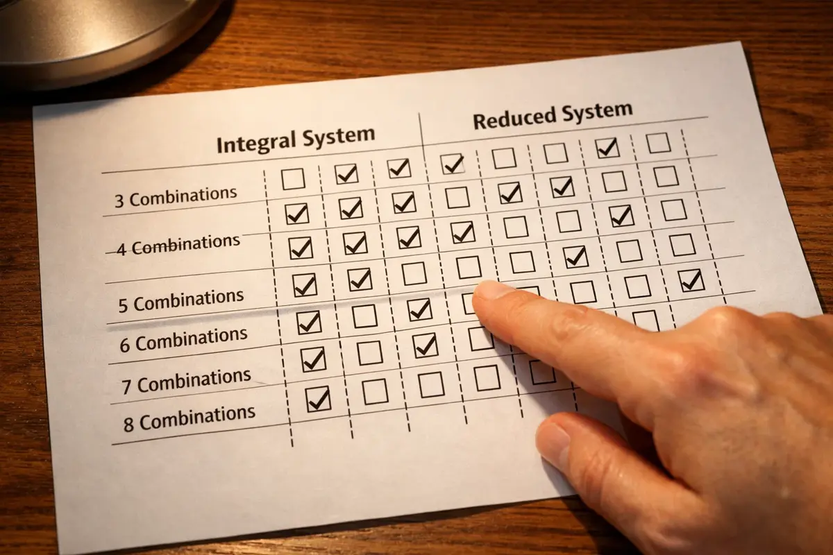 Scommettitore che confronta due schedine di sistemi diversi in una sala scommesse sportive di calcio