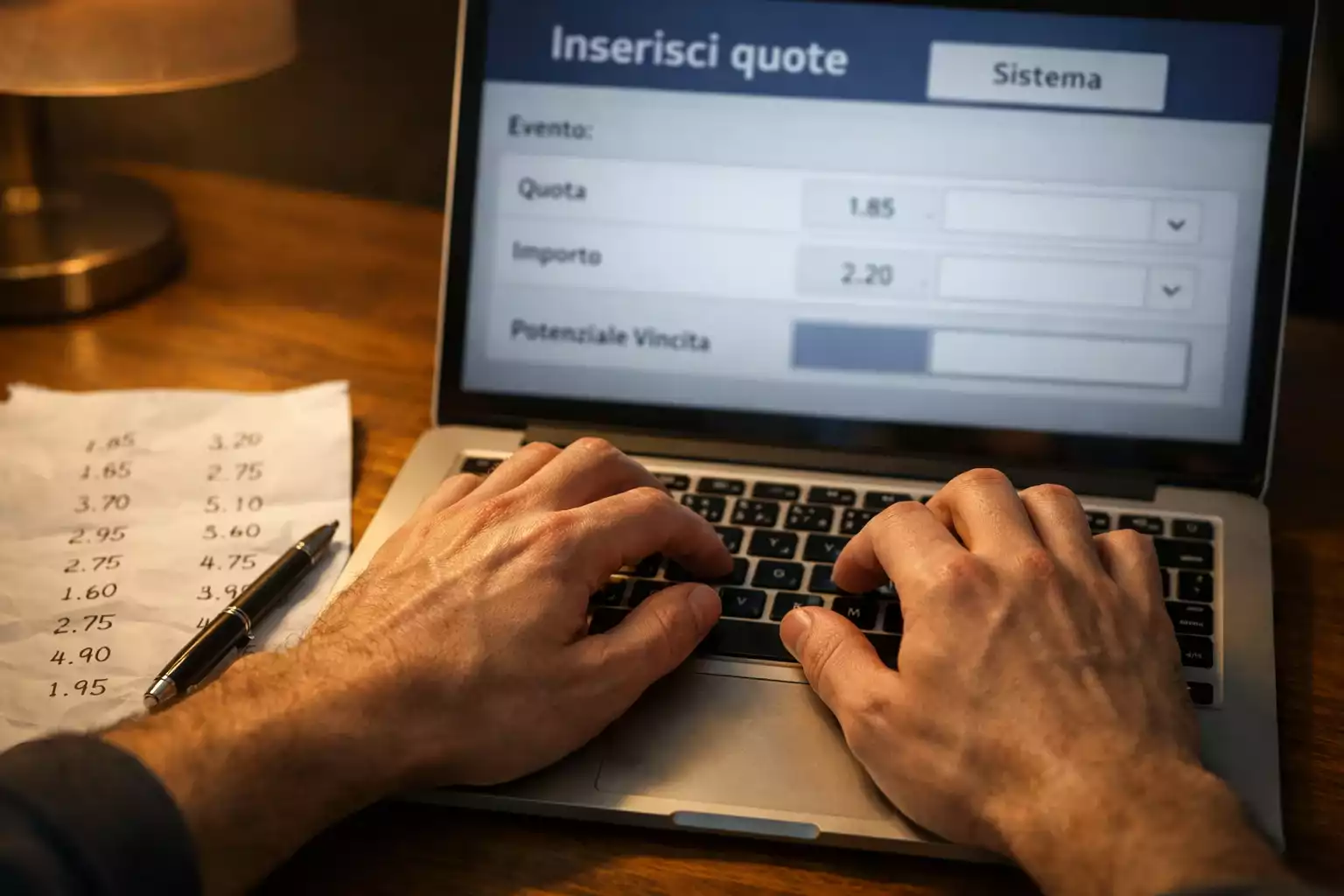 Inserimento quote nel calcolatore