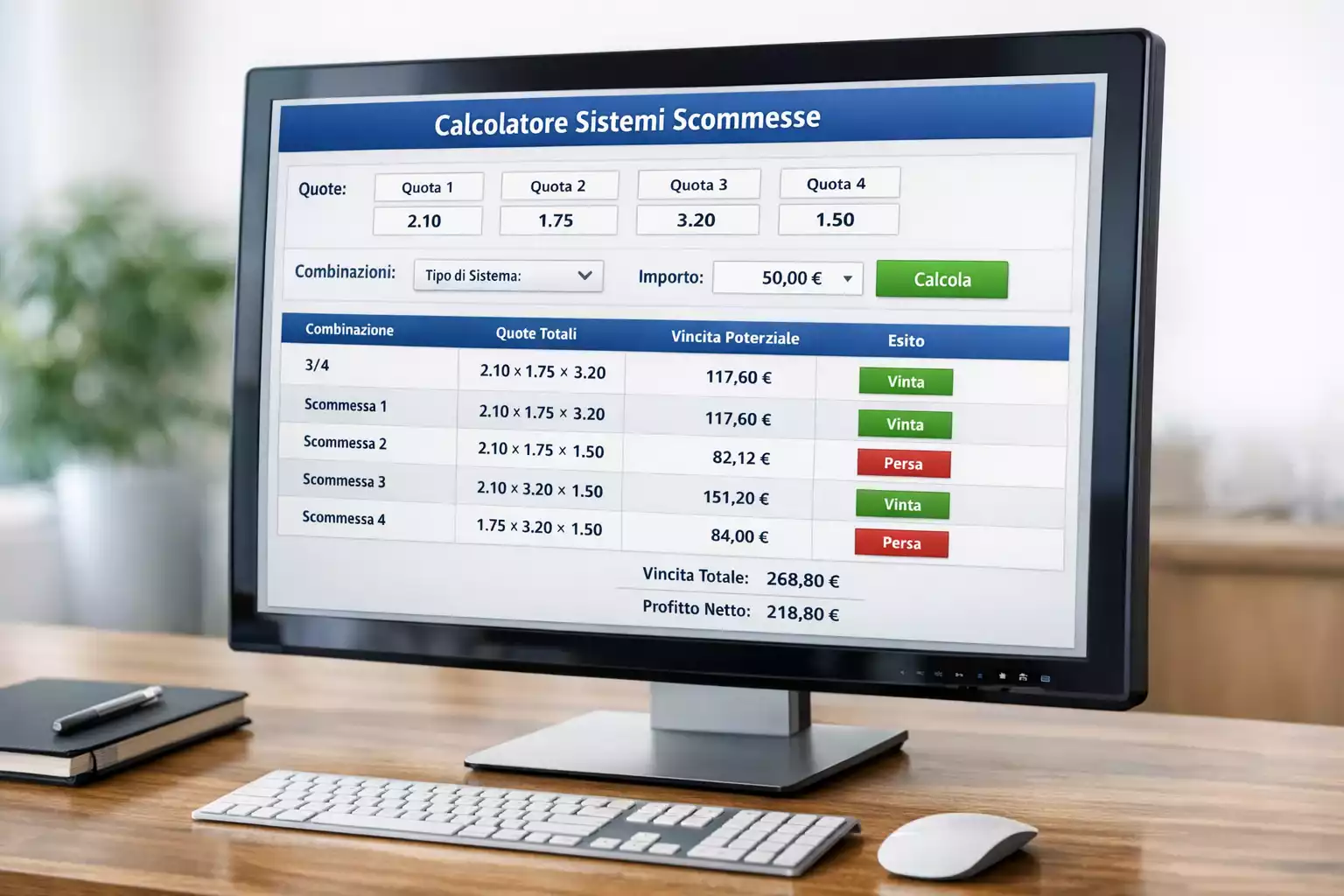 Interfaccia betting calculator